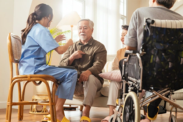 Caregiver with elderly person